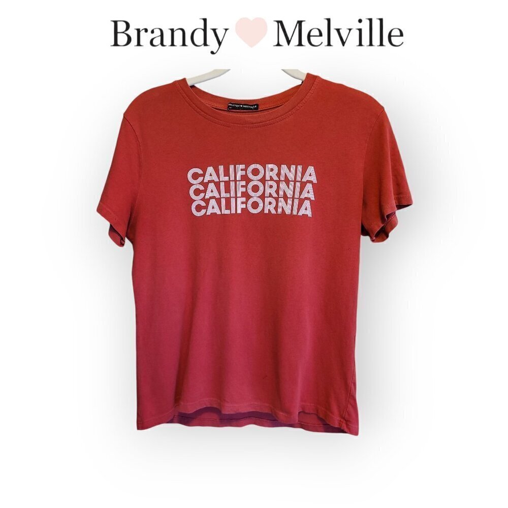 California Vintage Logo Tee by Brandy Melville Red & White Soft Graphic Shirt